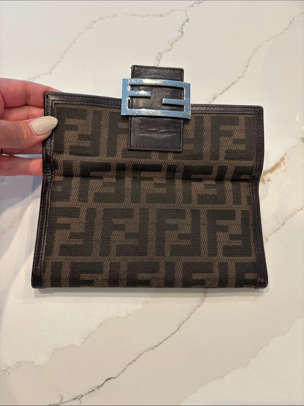 Fendi Brown and Tan FF Logo Wallet